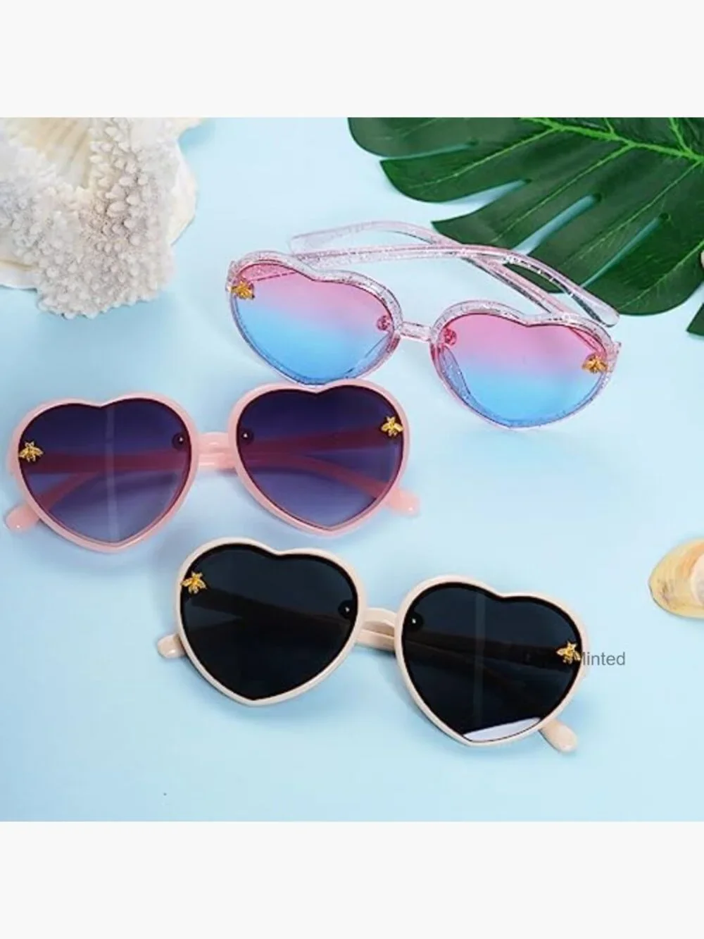 3 Heart Shaped Sunglasses for Toddler Girls UV400 Protection